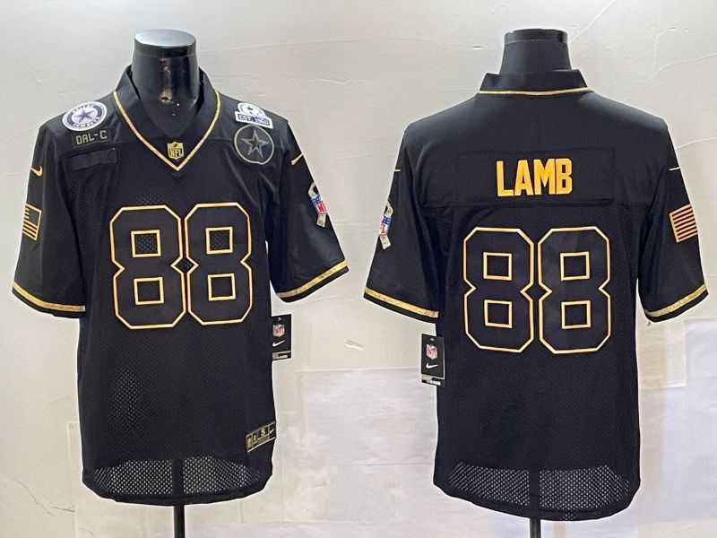 Men Dallas Cowboys #88 Lamb Black Gold 2024 Nike Limited NFL Jersey style 01083